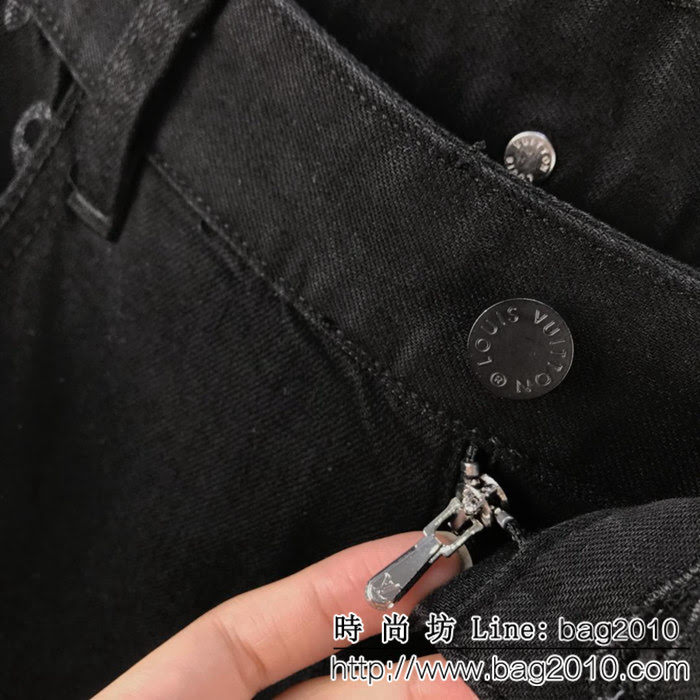 LV路易威登 2018ss新款 口袋拉鏈老花logo設計 男款牛仔褲 定制五金輔料 定制面料 四季款 ydi2249